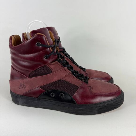 John Fluevog Run Wild Boots Men's 9 Burgundy Leather Lace Up Ankle Outdoor - Picture 2 of 10